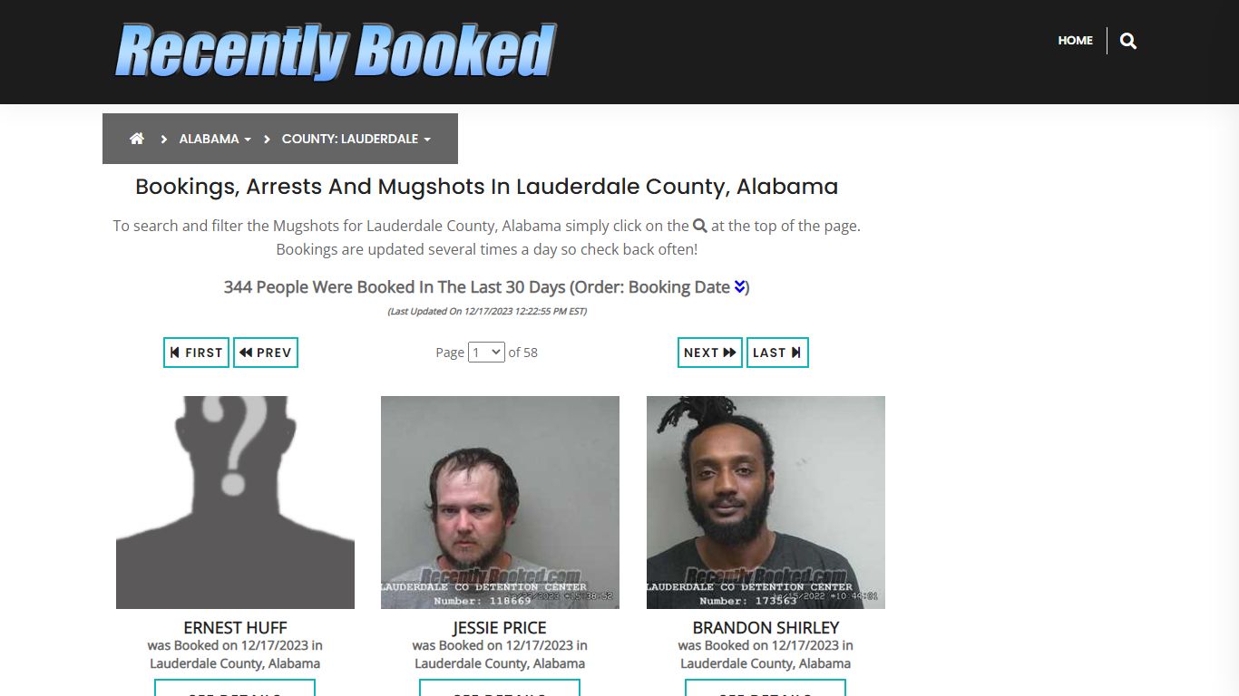Bookings, Arrests and Mugshots in Lauderdale County, Alabama